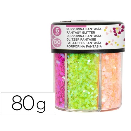 PURPURINA FANTASIA LIDERPAPEL CORAZON Y ESTRELLA COLORES NEON BOTE ...