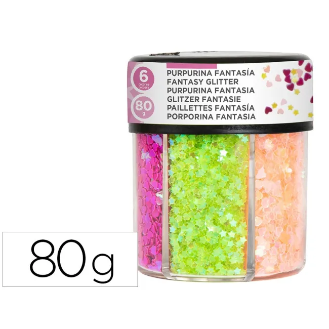 PURPURINA FANTASIA LIDERPAPEL CORAZON Y ESTRELLA COLORES NEON BOTE ...