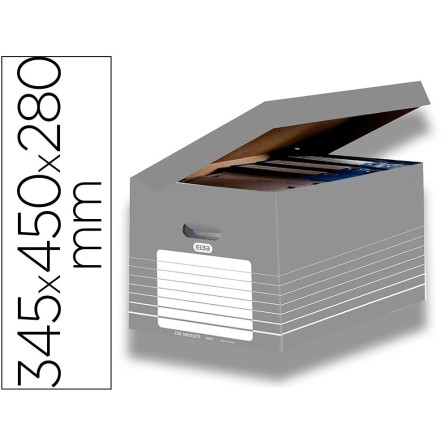 CAJON ELBA CARTON COLOR GRIS PARA 5 CAJAS ARCHIVO DEFINITIVO