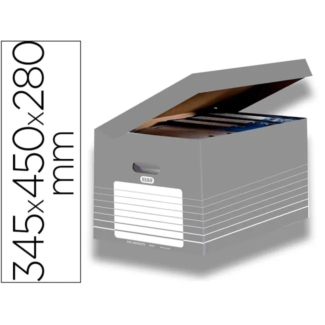 CAJON ELBA CARTON COLOR GRIS PARA 5 CAJAS ARCHIVO DEFINITIVO