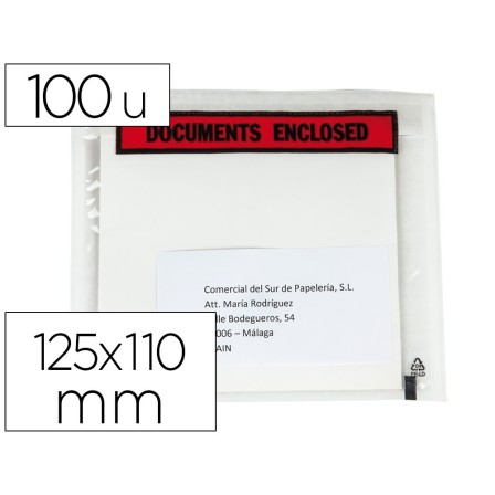 SOBRE AUTOADHESIVO Q-CONNECT PORTADOCUMENTOS MULTILINGUE 125X110 MM...