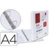 CARPETA CANGURO 4 ANILLAS MIXTAS 25MM LIDERPAPEL A4 PLASTICO BLANCA
