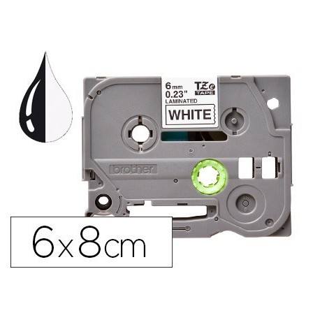 CINTA Q-CONNECT TZE-211 BLANCO-NEGRO 6MM LONGITUD 8 MT