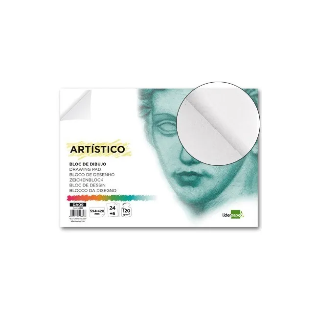 BLOC DIBUJO LIDERPAPEL ARTISTICO ENCOLADO 594X420MM 24+6 HOJAS 120G...