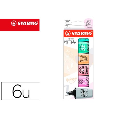 ROTULADOR STABILO BOSS MINI PASTEL LOVE ESTUCHE DE 6 UNIDADES COLOR...