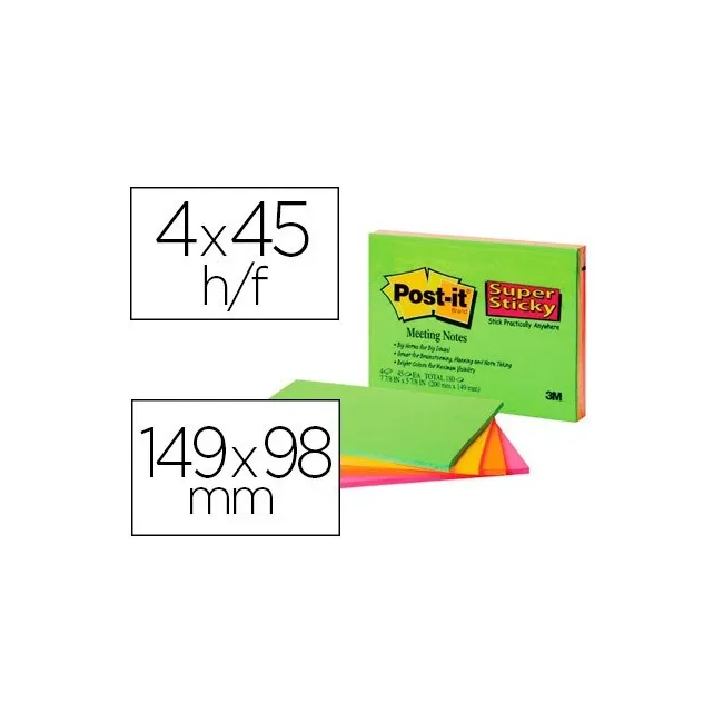 BLOC DE NOTAS ADHESIVAS QUITA Y PON POST-IT SUPER STICKY 149X98 MM ...