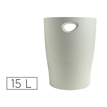 PAPELERA PLASTICO EXACOMPTA ECOBLACK GRIS 15 LITROS