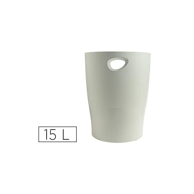 PAPELERA PLASTICO EXACOMPTA ECOBLACK GRIS 15 LITROS