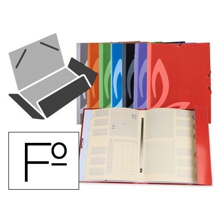 CARPETA LIDERPAPEL GOMAS CARTON FORRADO CLASIFICADORA FOLIO 7 COLOR...