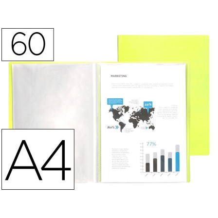 CARPETA LIDERPAPEL ESCAPARATE 60 FUNDAS POLIPROPILENO DIN A4 AMARIL...