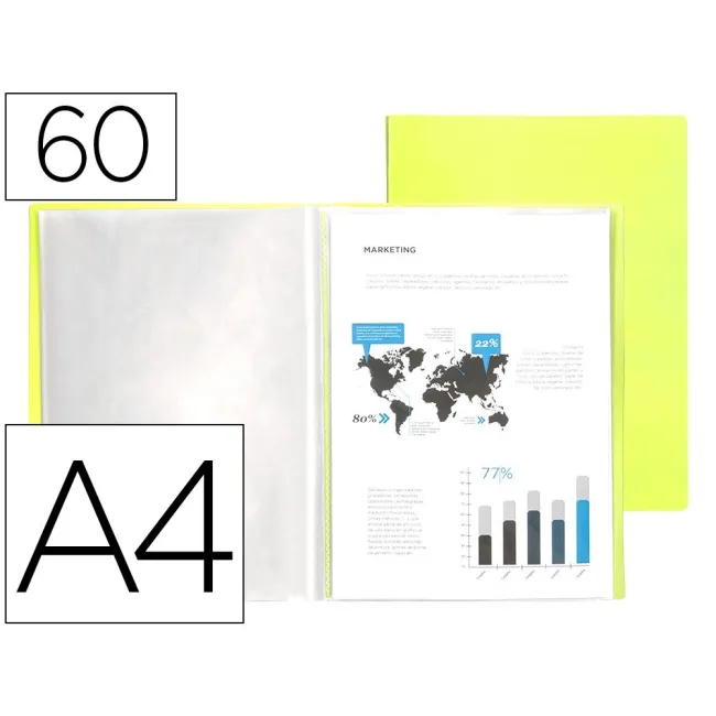 CARPETA LIDERPAPEL ESCAPARATE 60 FUNDAS POLIPROPILENO DIN A4 AMARIL...