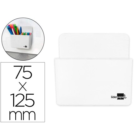 CUBILETE PORTALAPICES LIDERPAPEL PLASTICO MAGNETICO BLANCO 125X75X4...