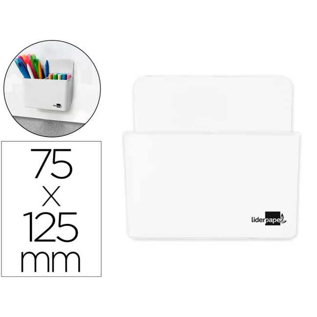 CUBILETE PORTALAPICES LIDERPAPEL PLASTICO MAGNETICO BLANCO 125X75X4...