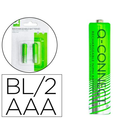 PILA Q-CONNECT ALCALINA AAA RECARGABLE BLISTER DE 2 UNIDADES