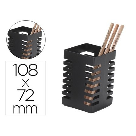 CUBILETE PORTALAPICES Q-CONNECT METAL CUADRADO NEGRO DIAMETRO 72 MM...