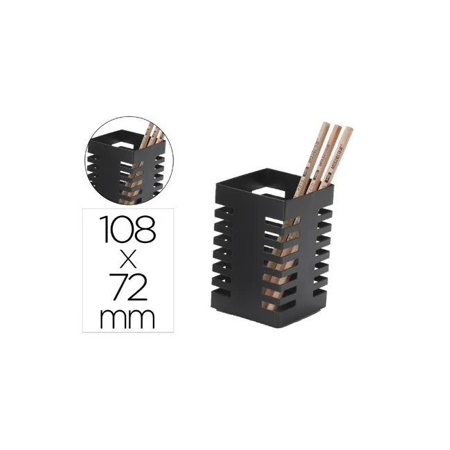 CUBILETE PORTALAPICES Q-CONNECT METAL CUADRADO NEGRO DIAMETRO 72 MM...