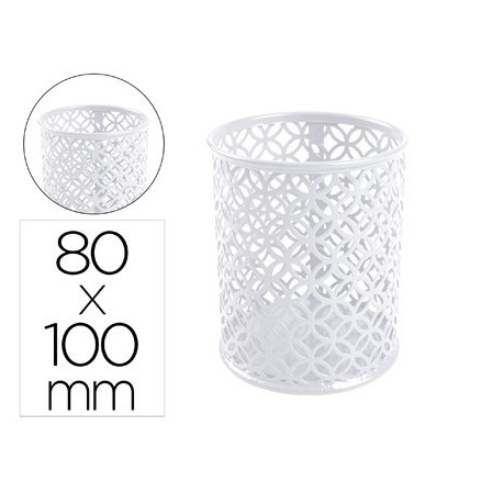 CUBILETE PORTALAPICES Q-CONNECT METAL REDONDO BLANCO DIAMETRO 80 AL...