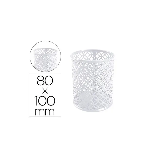 CUBILETE PORTALAPICES Q-CONNECT METAL REDONDO BLANCO DIAMETRO 80 AL...
