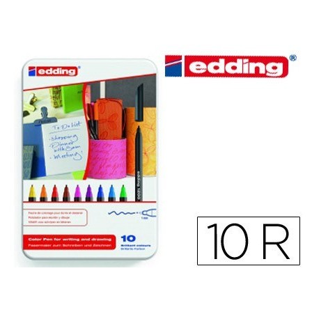 ROTULADOR EDDING PUNTA FIBRA 1200 CAJA DE 10 ROTULADORES PUNTA REDO...