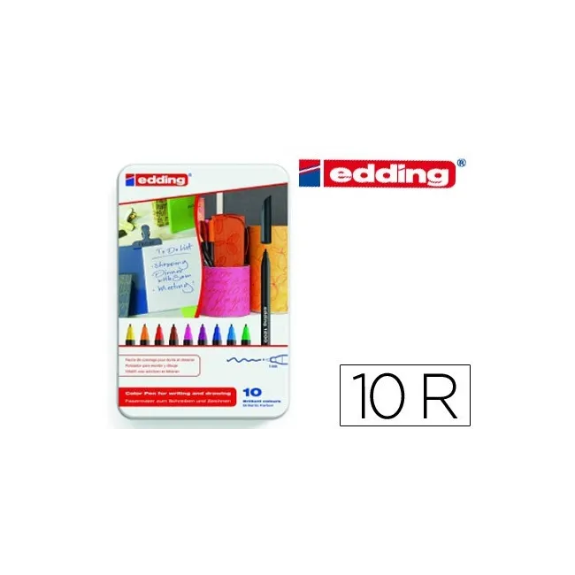 ROTULADOR EDDING PUNTA FIBRA 1200 CAJA DE 10 ROTULADORES PUNTA REDO...