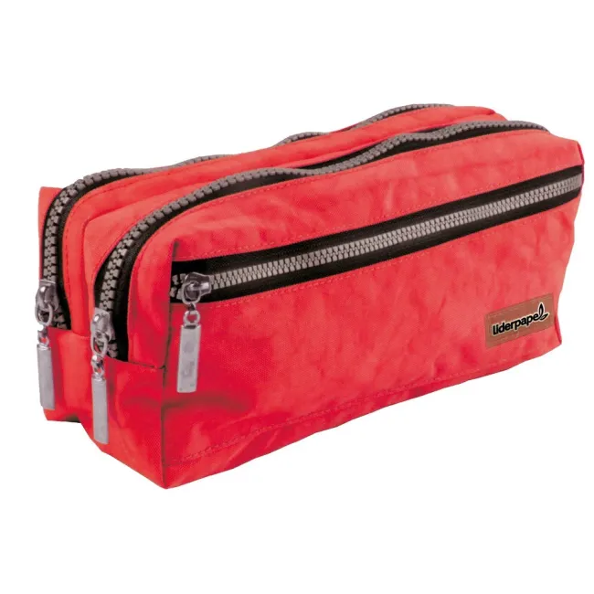 BOLSO ESCOLAR LIDERPAPEL PORTATODO RECTANGULAR 3 BOLSILLOS ROJO 210...