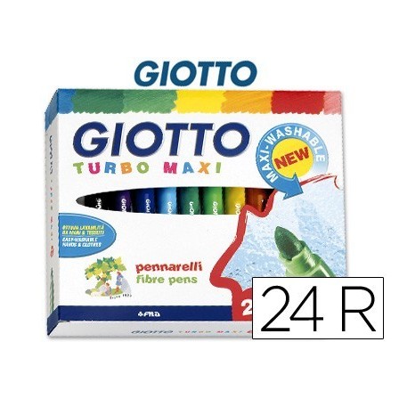 ROTULADOR GIOTTO TURBO-MAXI CAJA DE 24 COLORES LAVABLES CON PUNTA B...
