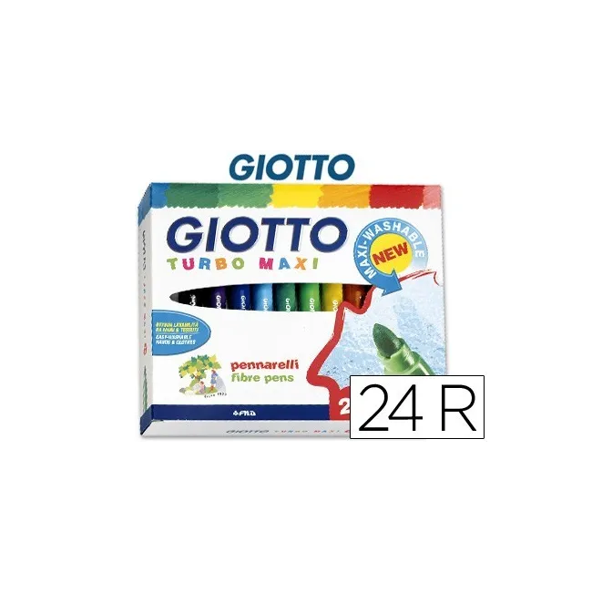ROTULADOR GIOTTO TURBO-MAXI CAJA DE 24 COLORES LAVABLES CON PUNTA B...