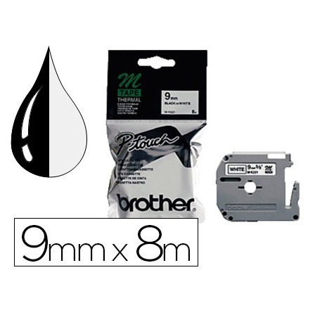 CINTA BROTHER MK-221 BLANCO-NEGRO 9MM LONGITUD 8 MT