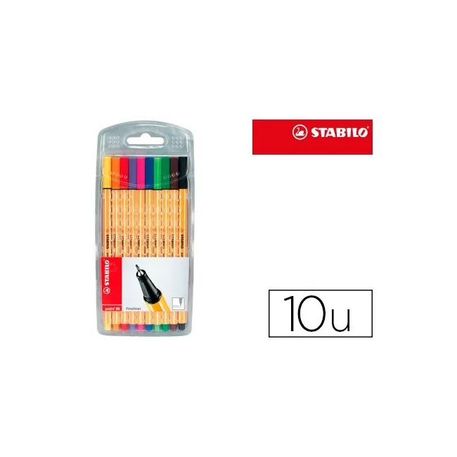 ROTULADOR STABILO PUNTA DE FIBRA POINT 88 ESTUCHE DE 10 COLORES SUR...
