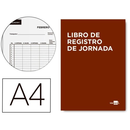 LIBRO LIDERPAPEL REGISTRO DE JORNADA EMPLEADOS A4 10 EMPLEADOS MES ...