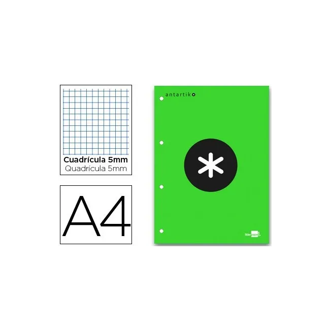 BLOC ENCOLADO LIDERPAPEL ANTARTIK CUADRO 5 MM A4 NATURAL 80 H 100 G...