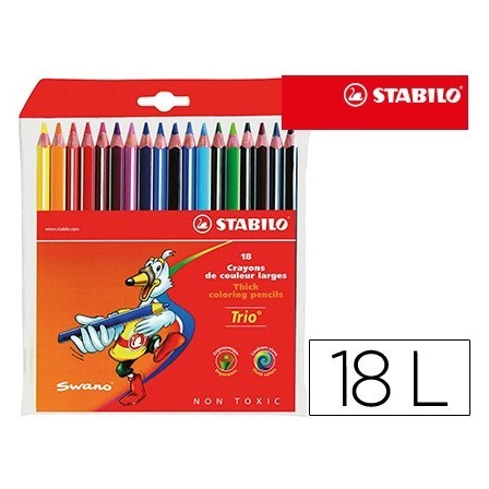 LAPICES DE COLORES STABILO TRIO CAJA DE 18 COLORES