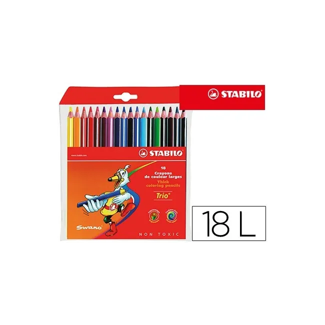 LAPICES DE COLORES STABILO TRIO CAJA DE 18 COLORES