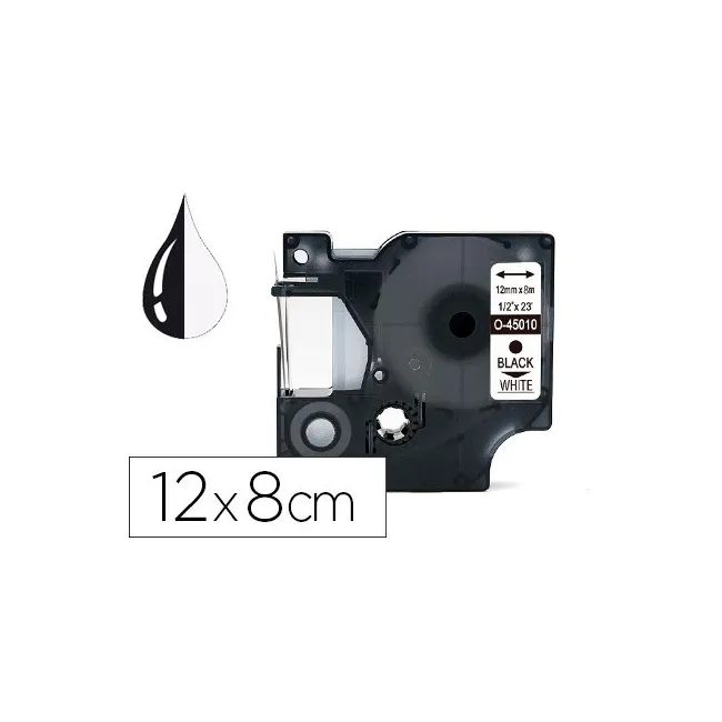 CINTA Q-CONNECT MK-221 BLANCO-NEGRO 9MM LONGITUD 8 MT