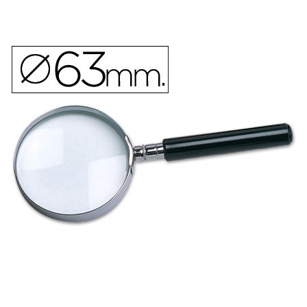 LUPA CRISTAL ARO METALICO MANGO NEGRO W-103 63 MM