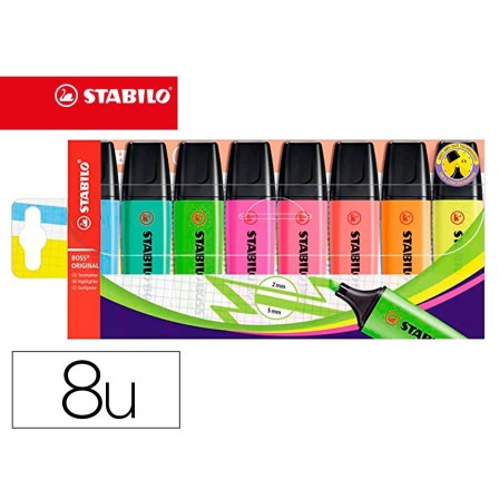 ROTULADOR STABILO BOSS FLUORESCENTE 70 ESTUCHE DE 8 UNIDADES COLORE...