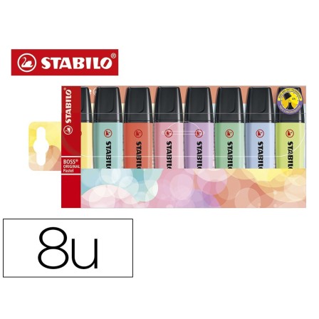 ROTULADOR STABILO BOSS FLUORESCENTE 70 PASTEL ESTUCHE DE 8 UNIDADES...