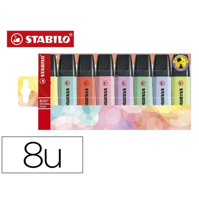 ROTULADOR STABILO BOSS FLUORESCENTE 70 PASTEL ESTUCHE DE 8 UNIDADES...