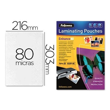 BOLSA DE PLASTIFICAR FELLOWES BRILLO DIN A4 80 MICRAS PACK 25