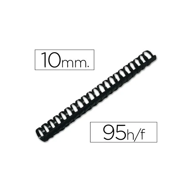 CANUTILLO Q-CONNECT REDONDO 10 MM PLASTICO NEGRO CAPACIDAD 95 HOJAS...