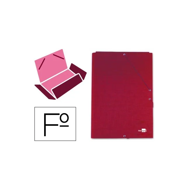 CARPETA LIDERPAPEL GOMAS FOLIO 3 SOLAPAS CARTON FORRADO ROJA