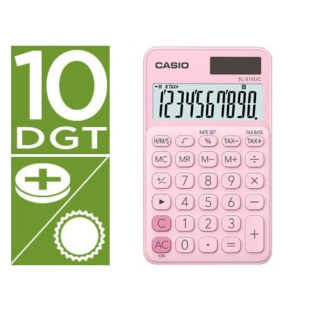 CALCULADORA CASIO SL-310UC-PK BOLSILLO 10 DIGITOS TAX +/- TECLA DOB...