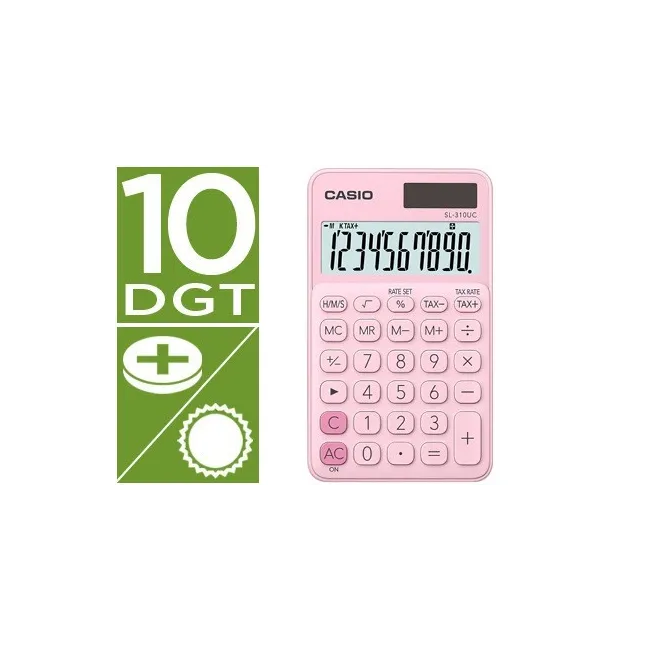 CALCULADORA CASIO SL-310UC-PK BOLSILLO 10 DIGITOS TAX +/- TECLA DOB...