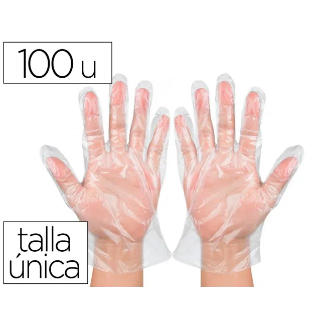 GUANTES DE PLASTICO DESECHABLE PARA TRABAJOS DE CORTA DURACION CAJA...
