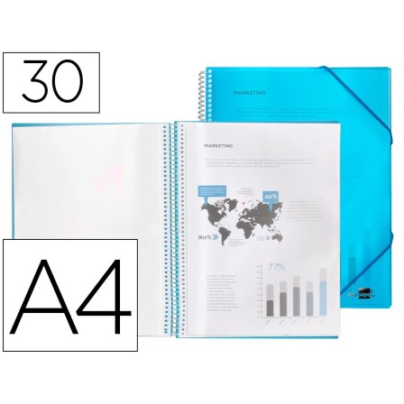 CARPETA LIDERPAPEL ESCAPARATE CON ESPIRAL 30 FUNDAS POLIPROPILENO D...
