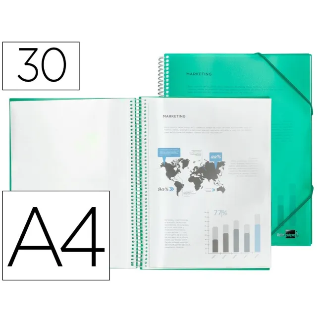 CARPETA LIDERPAPEL ESCAPARATE CON ESPIRAL 30 FUNDAS POLIPROPILENO D...