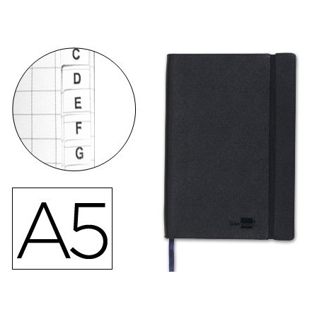 LIBRETA LIDERPAPEL SIMIL PIEL A5 120 HOJAS 70G/M2 INDICE NEGRO