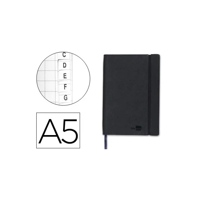 LIBRETA LIDERPAPEL SIMIL PIEL A5 120 HOJAS 70G/M2 INDICE NEGRO