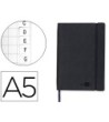 LIBRETA LIDERPAPEL SIMIL PIEL A5 120 HOJAS 70G/M2 INDICE NEGRO