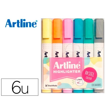 ROTULADOR ARTLINE FLUORESCENTE EK-660 COLORES PASTEL BOLSA DE 6 UNI...